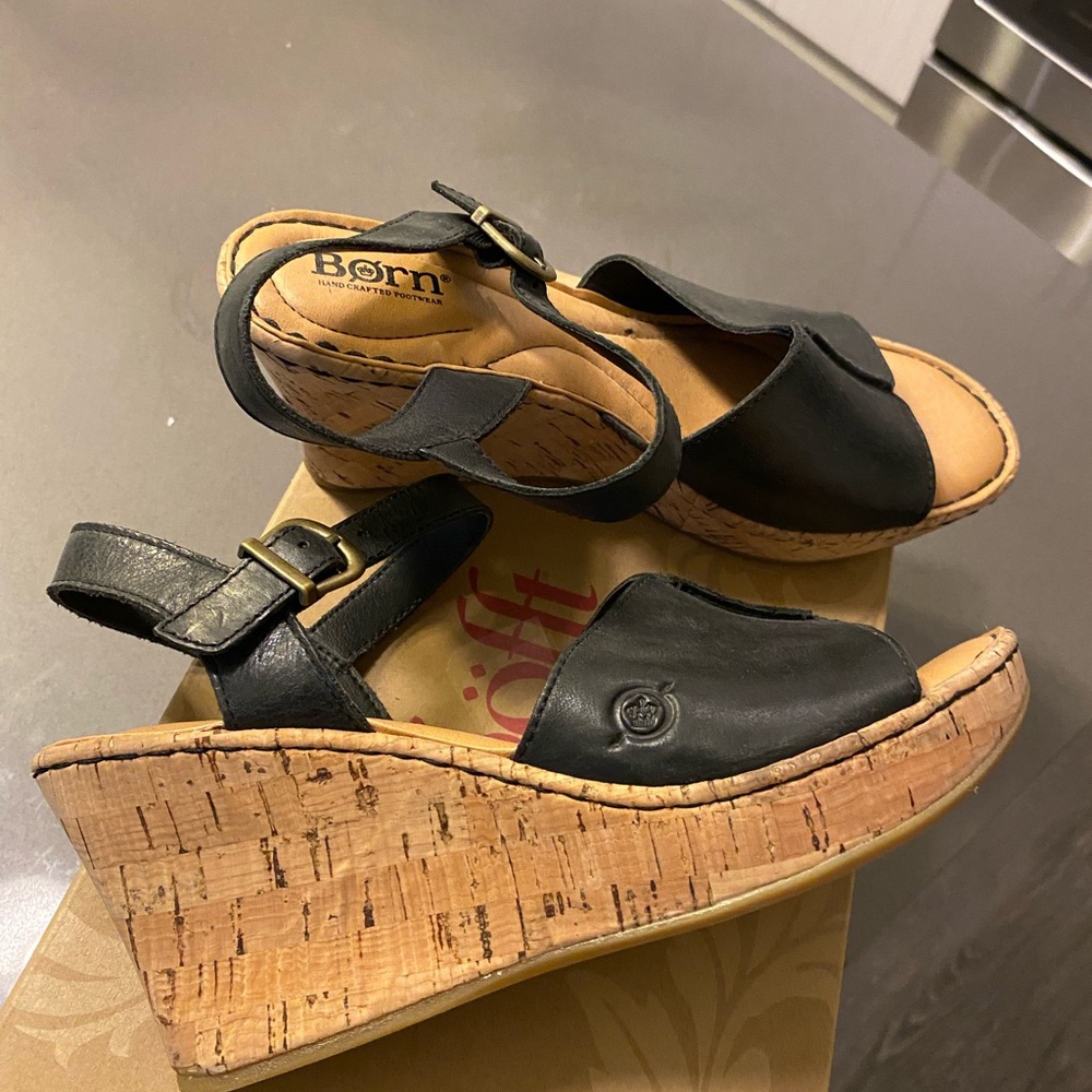 Born Leather Wedge Sandals
